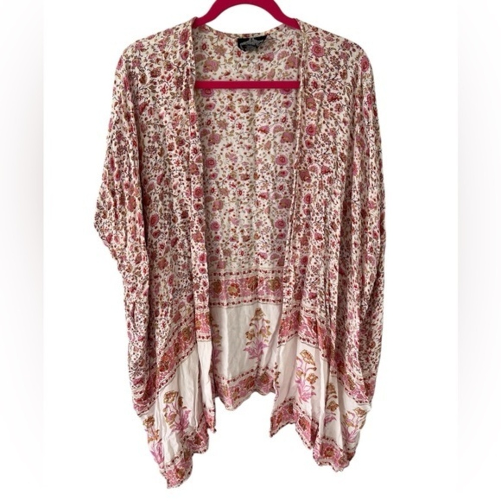Angie Floral Kimono with Pink and Cream Accents